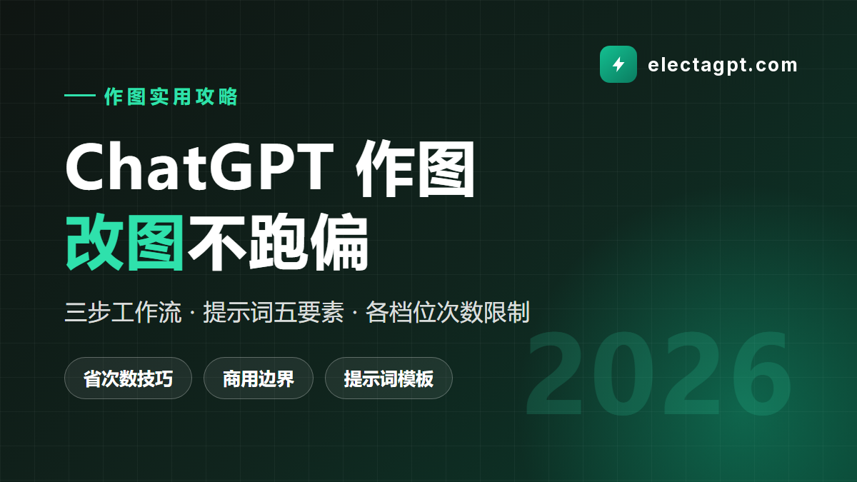 ChatGPT 作图全攻略 提示词 改图不跑偏 次数限制 2026